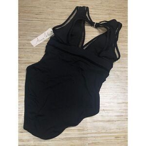 3423 Anne Cole v-neck cutout back One Piece BLACK size 10 new